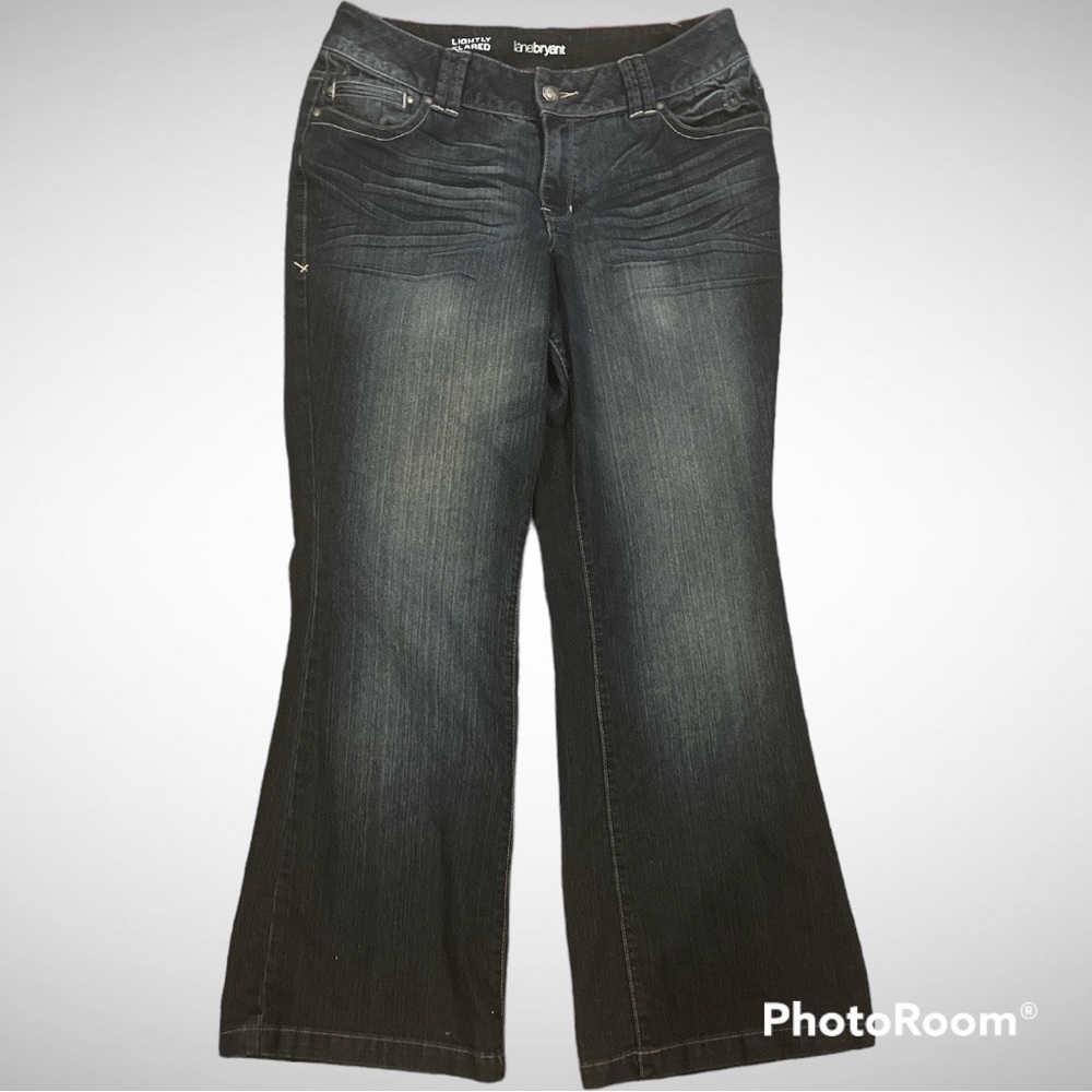 Lane Bryant Lightly flared faded mid wash high waisted jeans size 14
